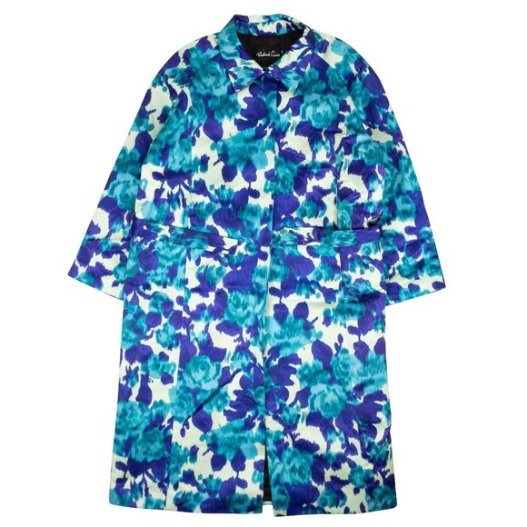RICHARD QUINN Blue Moire Multi Print Mac Size 10/46 $1550